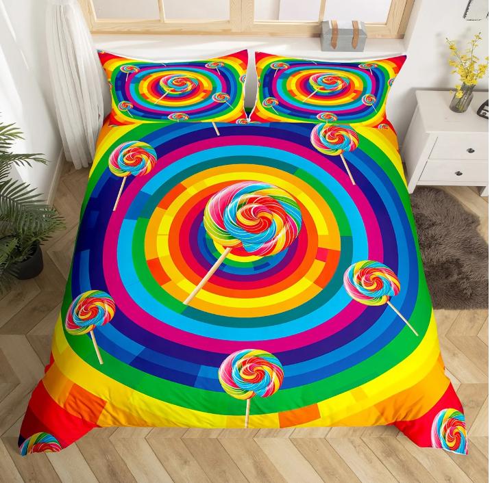

Rainbow Lollipop Duvet Cover For Kids Boys Girls Queen Lightweight Quilt Covers Sweet Themed Bedding Set Room Decor No Comforter EU Single(135x200cm)