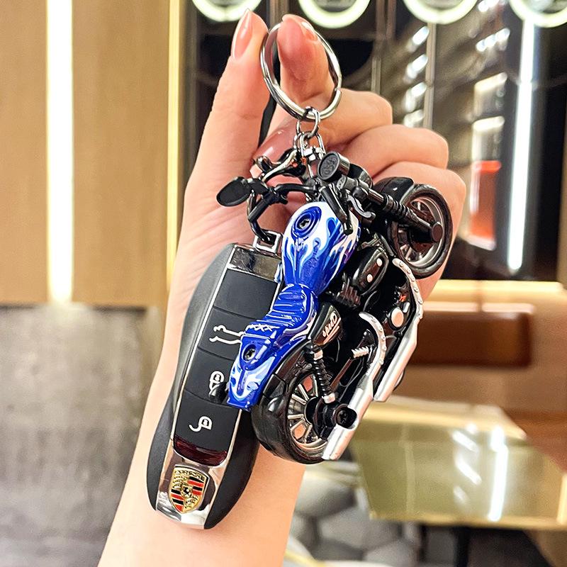 Harley Motorcycle Biker Doll Keychain - Cartoon Bag Charm and Car Pendant Gift