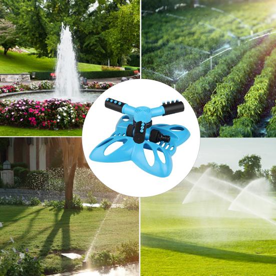 360-Degree Rotation Lawn Sprinkler with 3 Arm Leakproof Large Coverage Area Irrigation System Easy Assembly Automatic Water Sprinkler