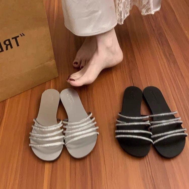 French Temperament Women's Sandals Women's Summer Wear 2025 New Soft-soled Fairy Style Fashion One-word Cool Slippers