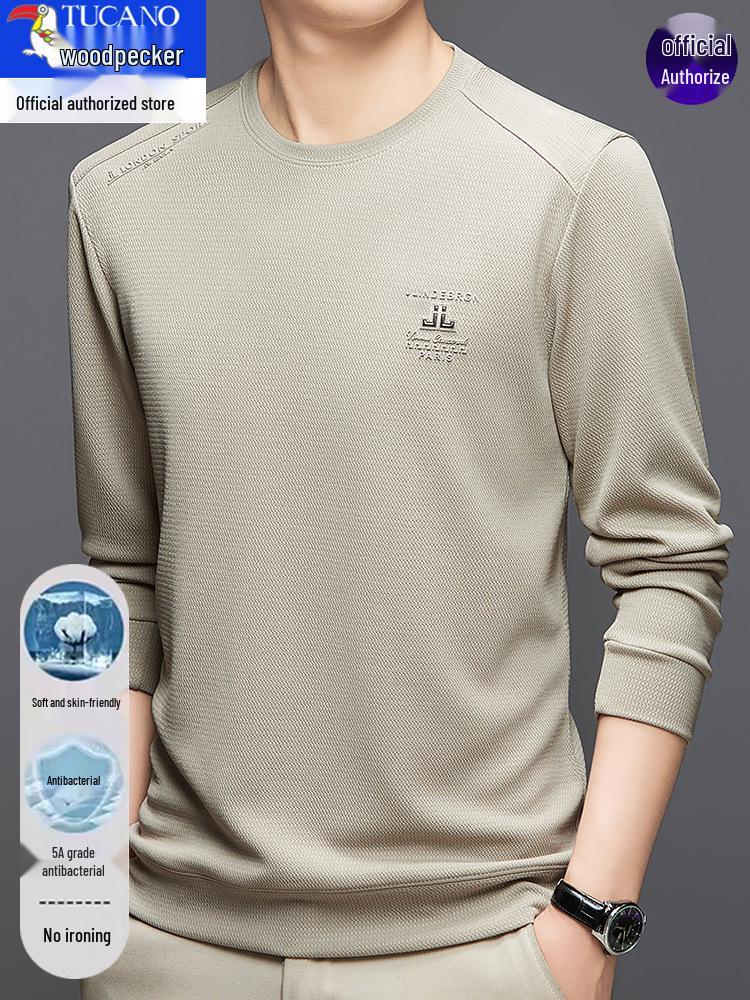 Woodpecker Men's 2025 Fleece-Lined Crew Neck Long Sleeve Sweatshirt for Autumn/Winter