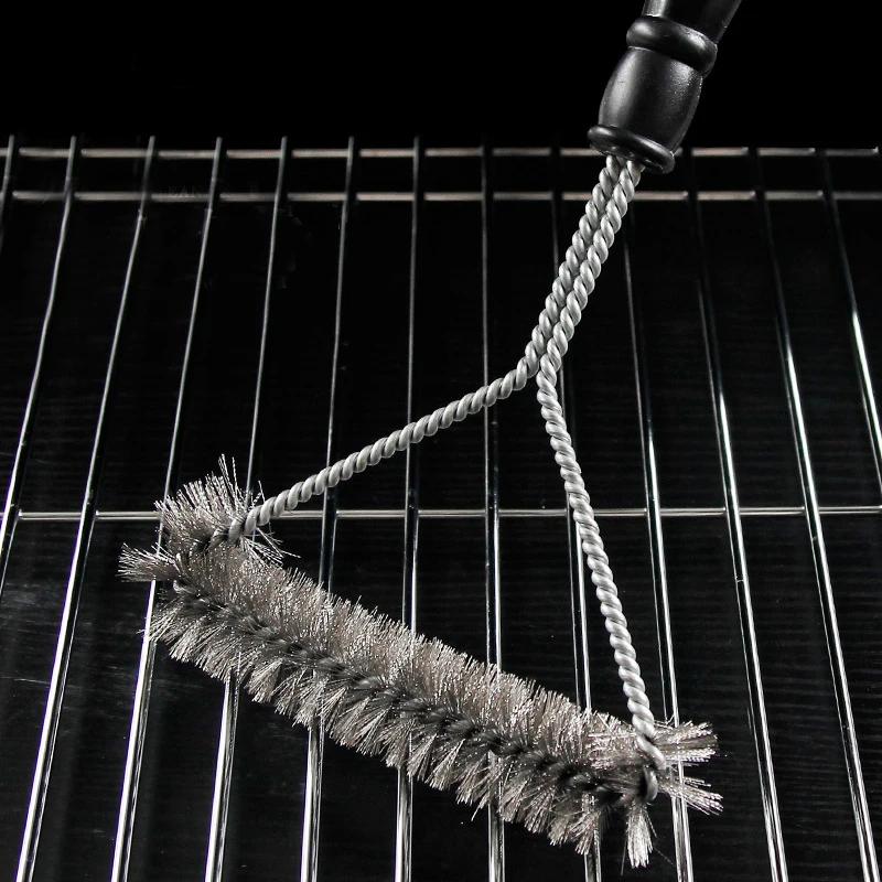 Durable Barbecue Brush Barbecue Cleaning Stainless Steel Wire Brush Pig Hair Non stick Cleaning Brush Barbecue Tool Accessories