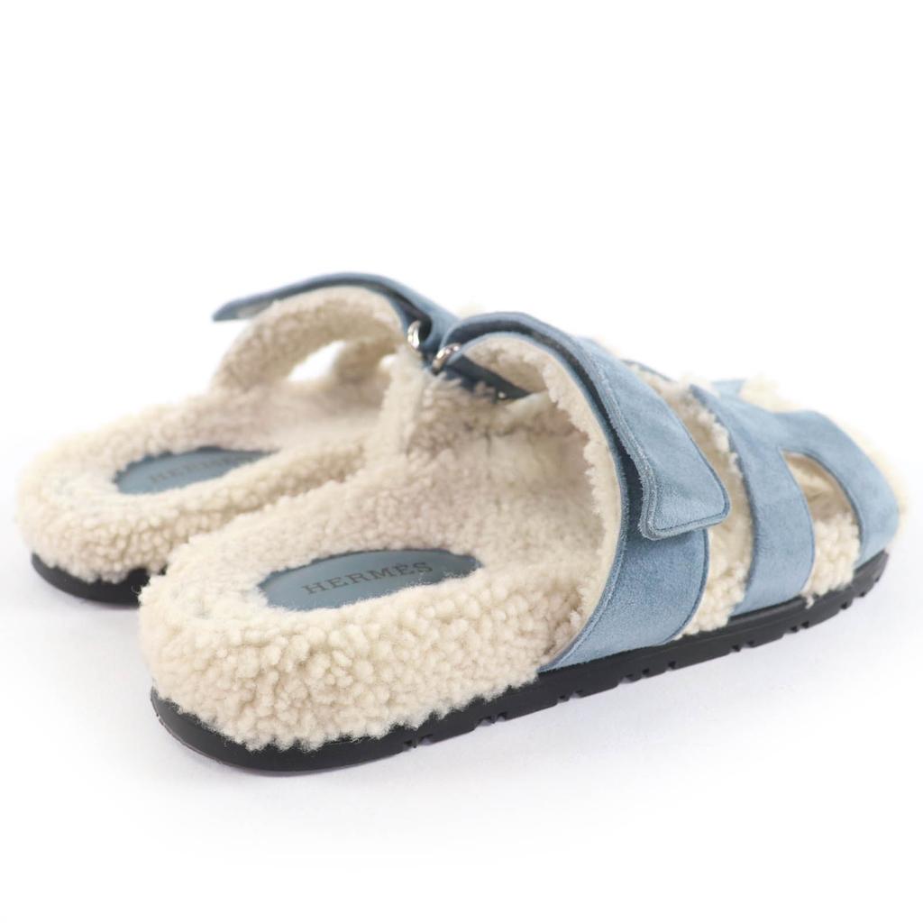 Great HERMES Sandals Gypre Blue Suede Leather Women 36 Used