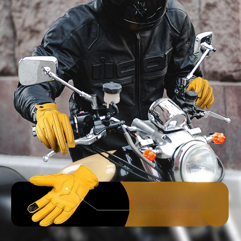 Sheepskin Motorcycle Gloves Non Slip Wear Resistant Outdoor Off Road Vehicle Racing Full Finger Gloves