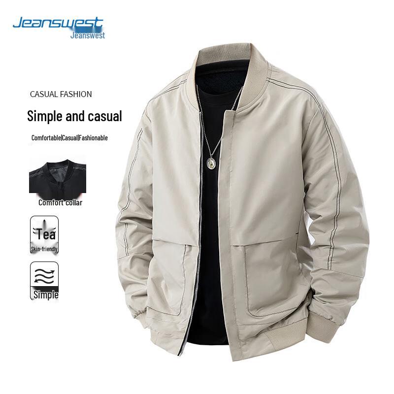 

JEANSWEST Men s Autumn/Winter Loose-Fit Baseball Collar Jacket 4XL