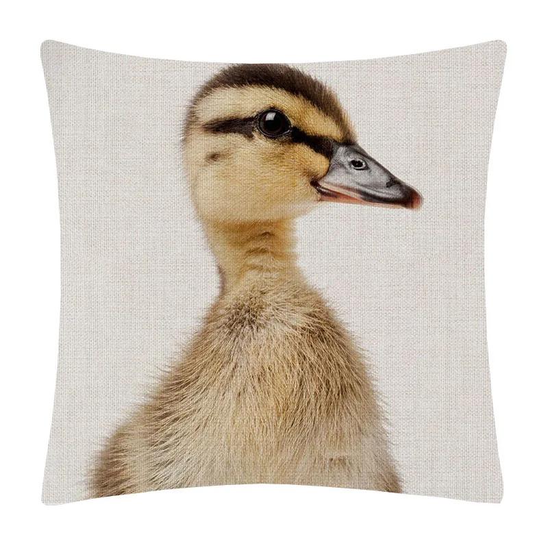 Bunny Donkey Fox Deer Hedgehog Bear Cock Duck Hippo Animals Posters Cushion Cover Decorative Pillows For Sofa Home Decor