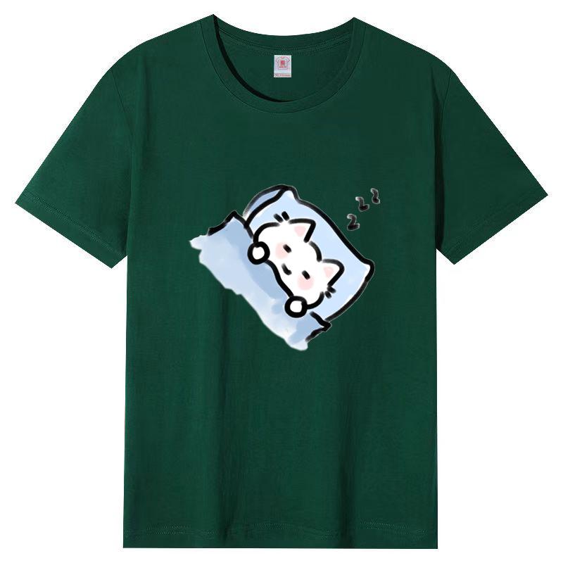 Dámské léto Populární tričko s krátkým rukávem Bavlna Prodyšné Volný top Potištěné tričko Ležérní