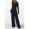 YYFS Pantaloni da donna alla moda casual primavera autunno tinta unita stampa manica lunga scollo a V pantaloni tuta