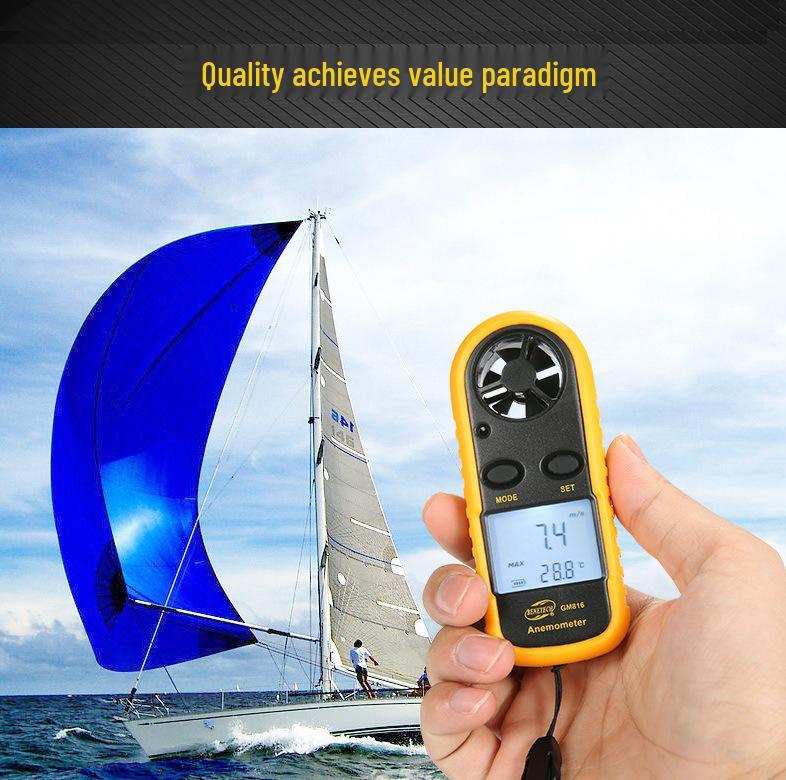 Mini Pocket Anemometer GM8908/GM816: Wind Speed & Temperature Gauge