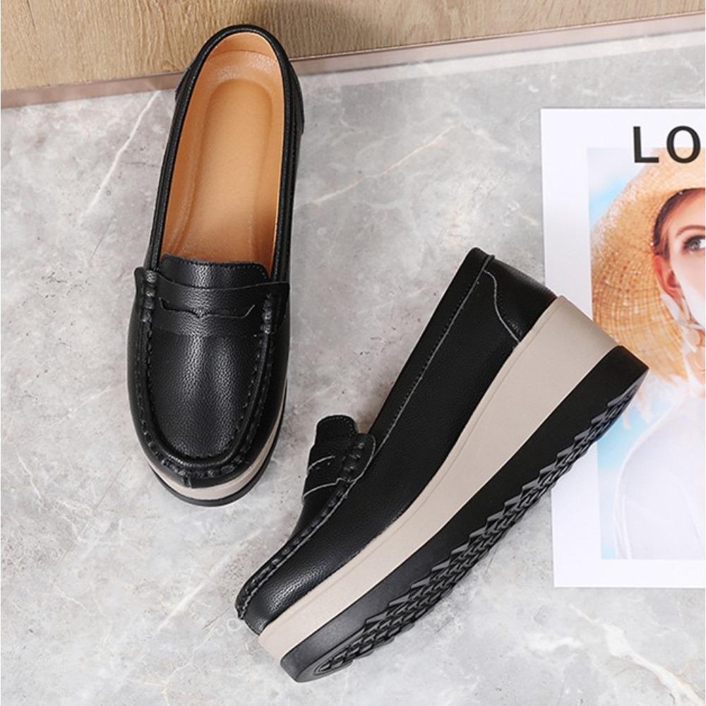 Casual Shoes Women's Spring and Autumn One-pedal Muffin Shoe Women's New Platform Mid-heeled Pumps Womens Commuter Shoes