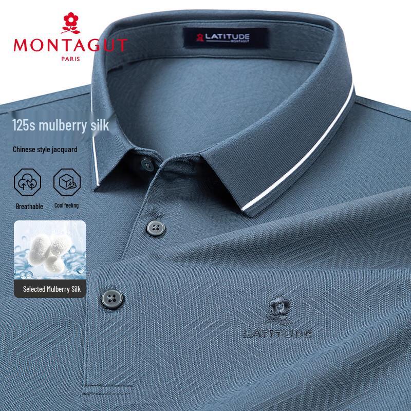 MONTAGUT Men s Silk Blend Jacquard Polo Shirt L/50