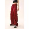 Unisex 2023 Red High-Waist Loose Wide-Leg Cuff Overalls - Niche Style