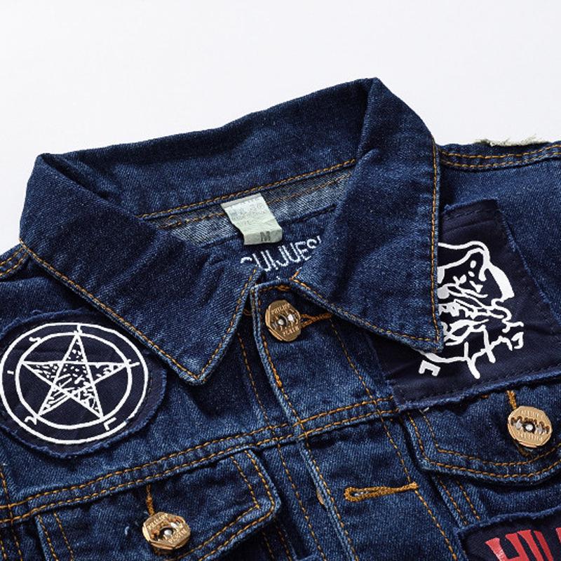 Herren Blaue Denim Patch Weste - Lässige Jugend Oberbekleidung