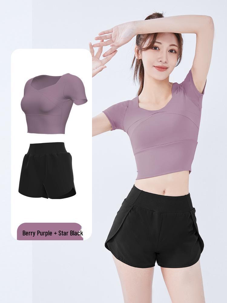 Women's Quick-Dry Summer Yoga & Fitness Two-Piece Set - Casual Sportswear Plus Size Short Sleeve