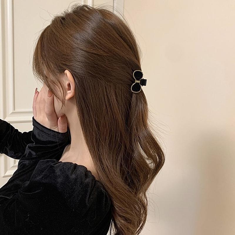 1/2Pcs Velvet Bow Small Hair Claw Sweet Princess Head Hair Clip Clamp Women Girls Forehead Bangs Side Clip Hairpin Shark Clip