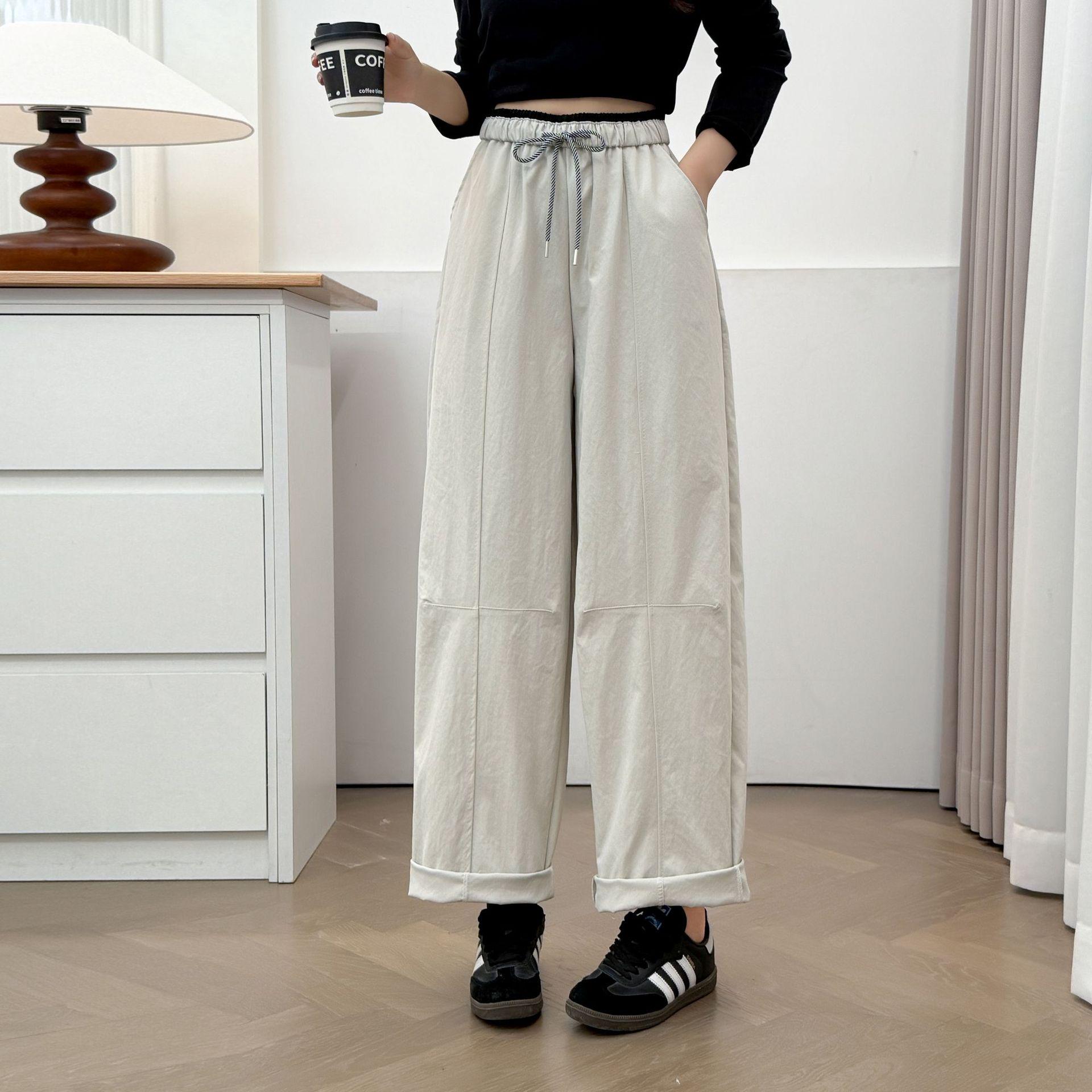 

2025 Summer Plus Size Women s Cotton Balloon Pants - Korean Style Loose Slimming Casual Wear 3XL абрикосовий