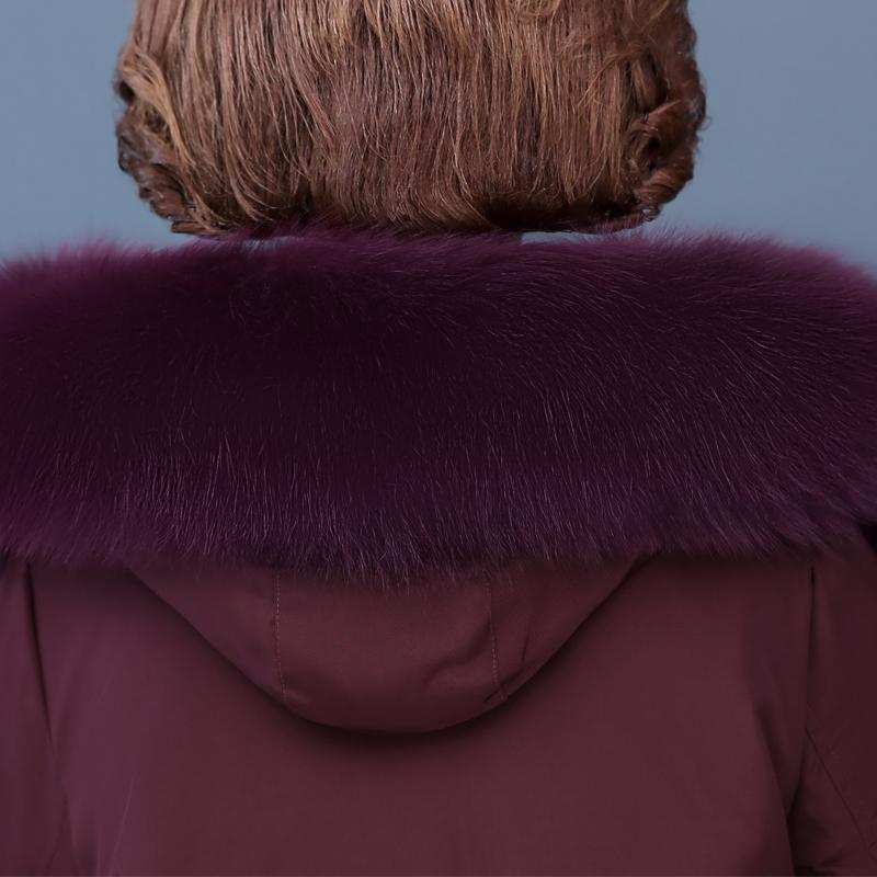 Real Fur Collar Middle Age Women's Puffer Jackets Winter Vintage Parkas Hooded Liner Detachable Plus Size Thick Warm Long Down Coats Woman Outerwears