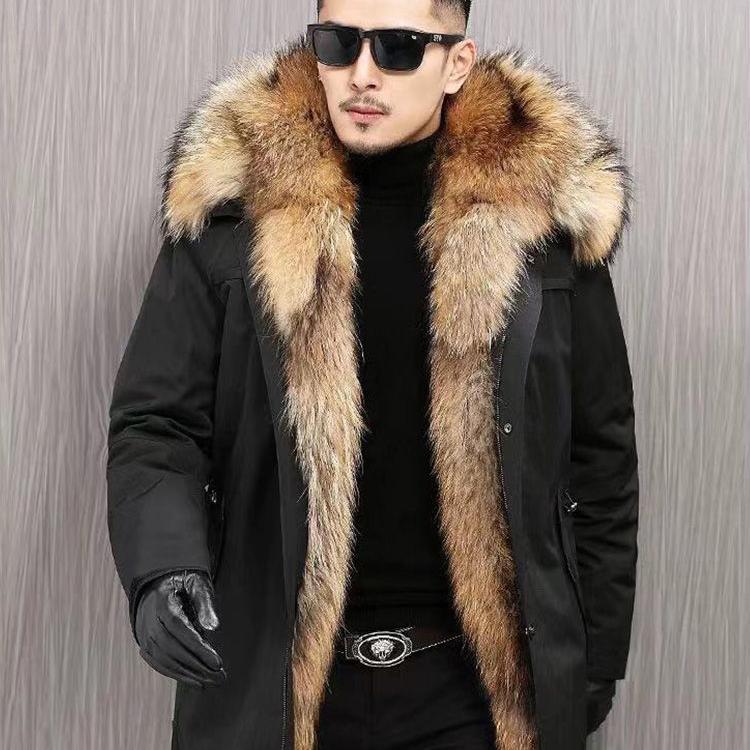 Hübsche Herren-Winterjacke aus Nerzimitat mit abnehmbarem Futter und dickem Pelzimitat