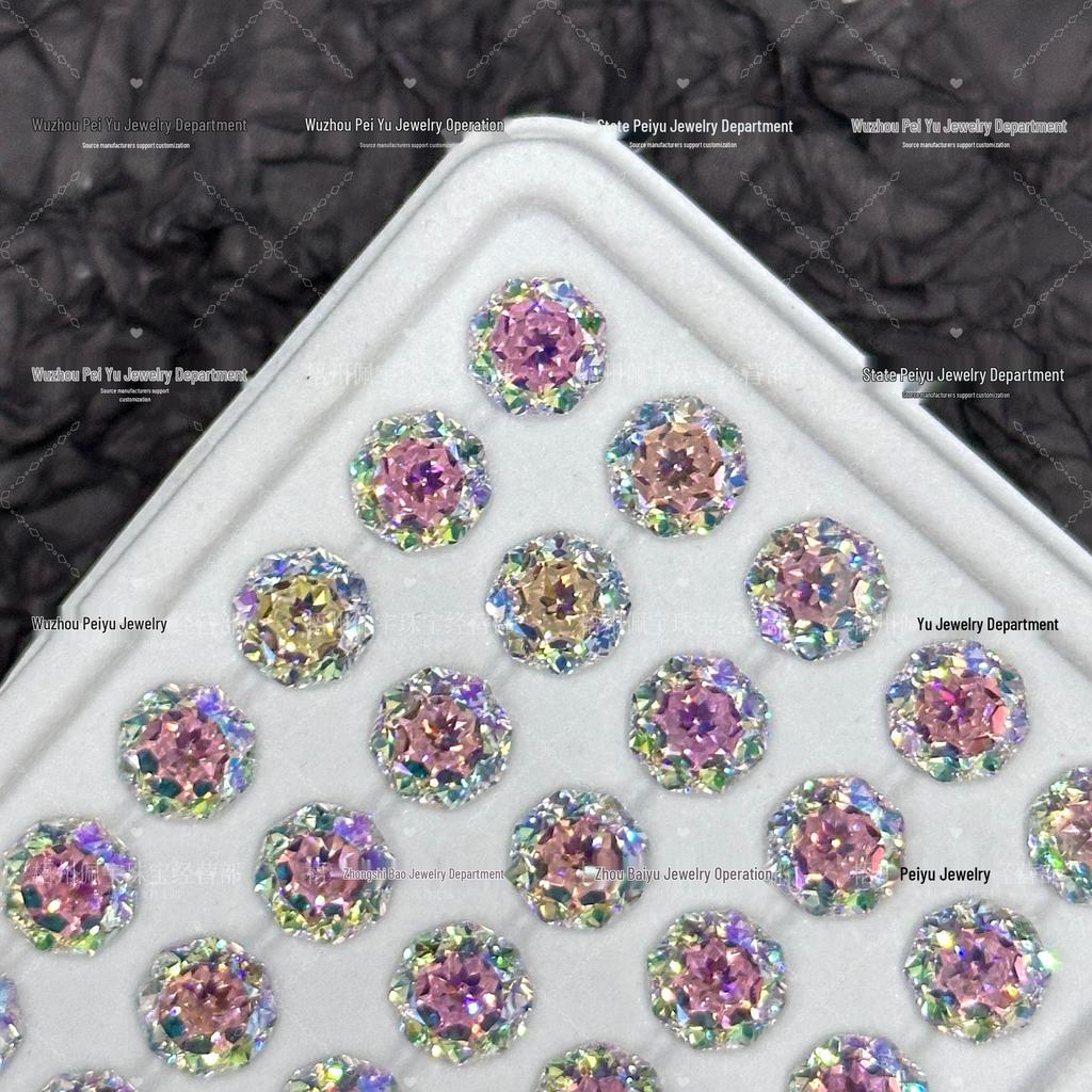 Octagonal Queen Cut Zircon Gem, 6/8mm, Super Sparkle Coated for DIY Jewelry