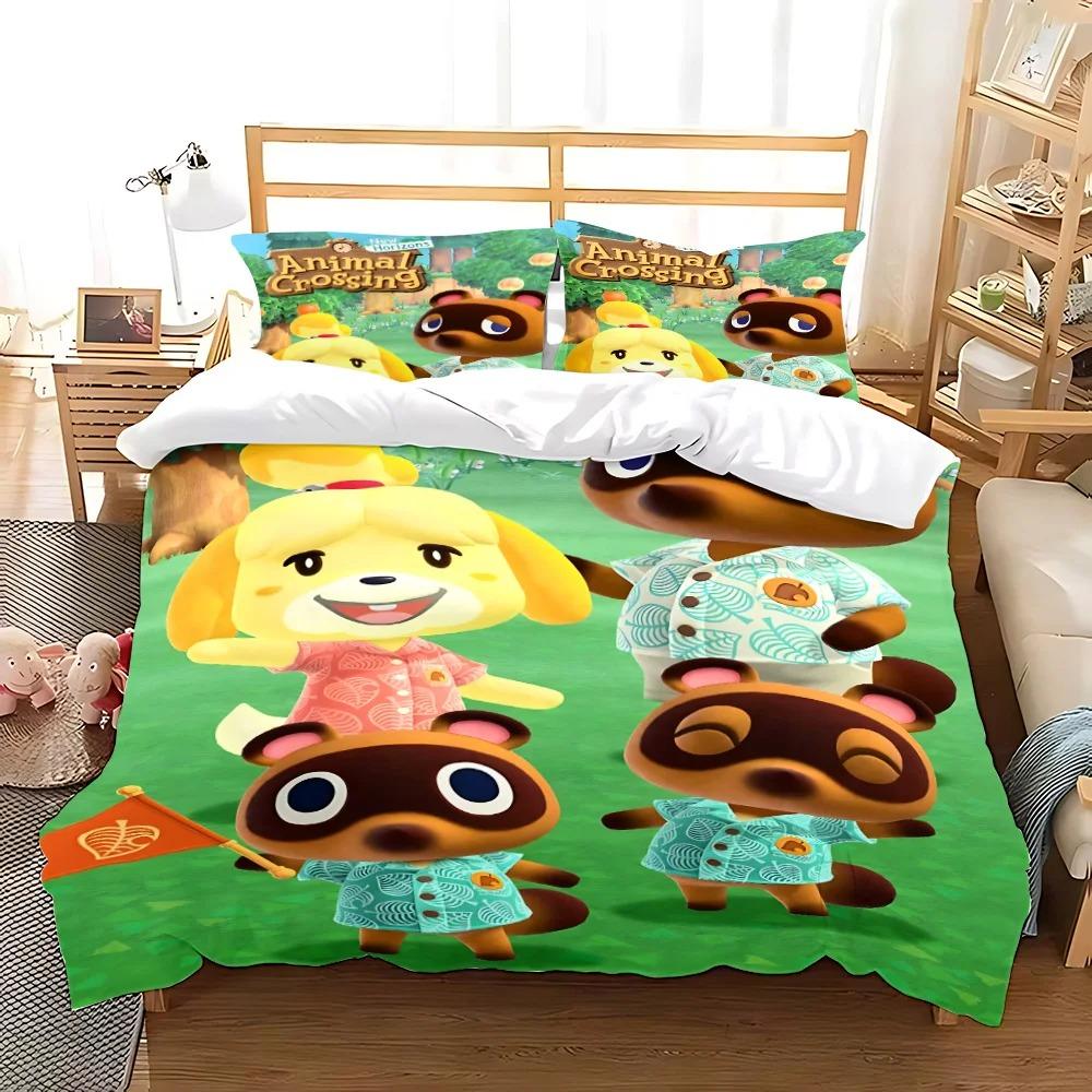 Cartoon Duvet Cover Pillowcase Animal Crossing Bedding Set Boys Girls Bedroom Decoration kids Gift Single Double King Size