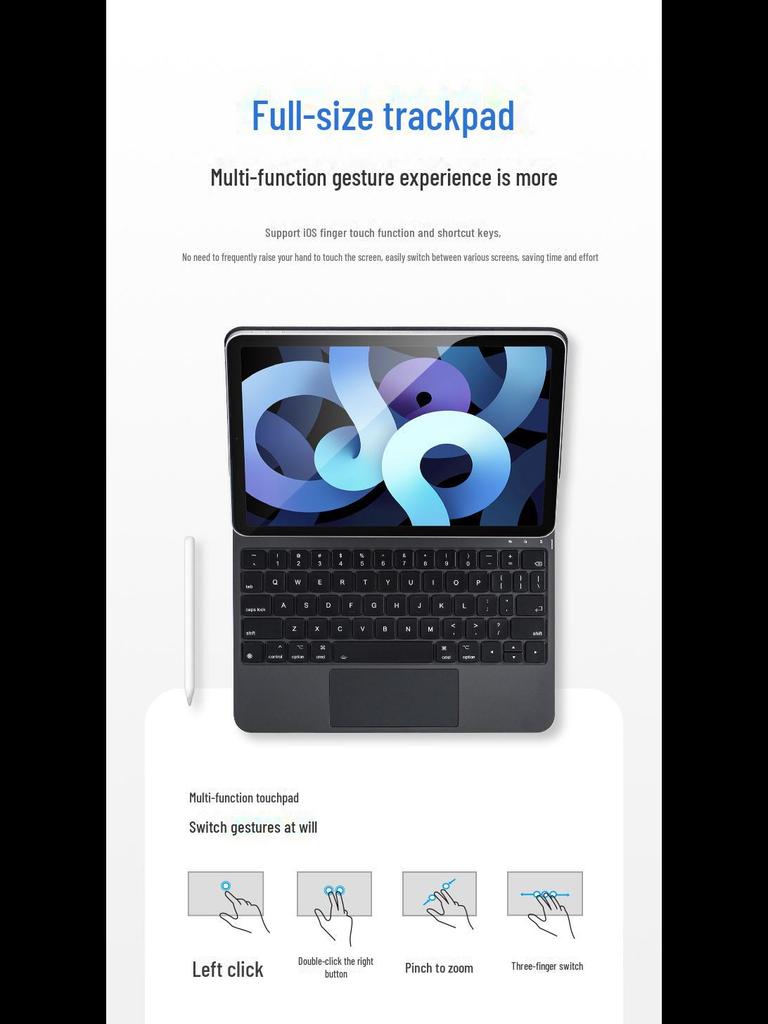 Magic Bluetooth Keyboard for iPad Air 4/5 and Pro 11/12.9 with Magnetic Suspension