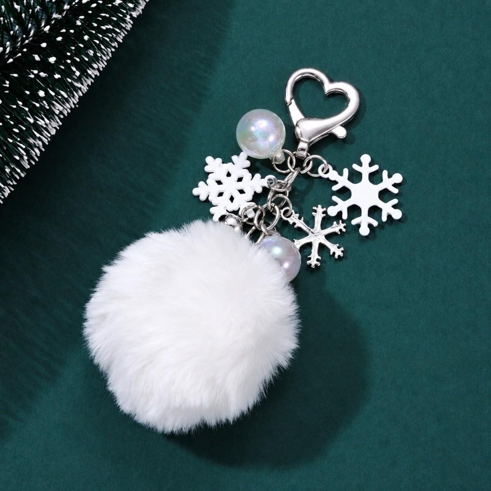 Heart Clasp Fluffy Ball Keychain Soft Plush Bag Charm Stylish Christmas Keychain Party Favor