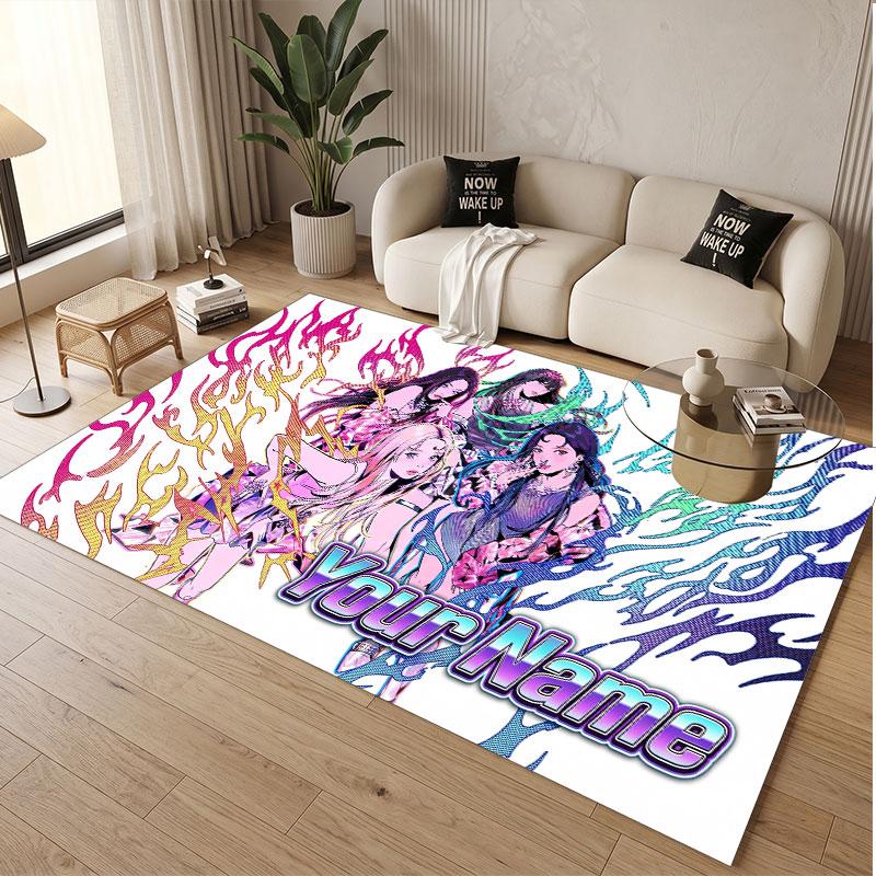 Custom Name Crystal Velvet Rug,aespa Comfortable Anti Slip Floor Mat For Room Decoration