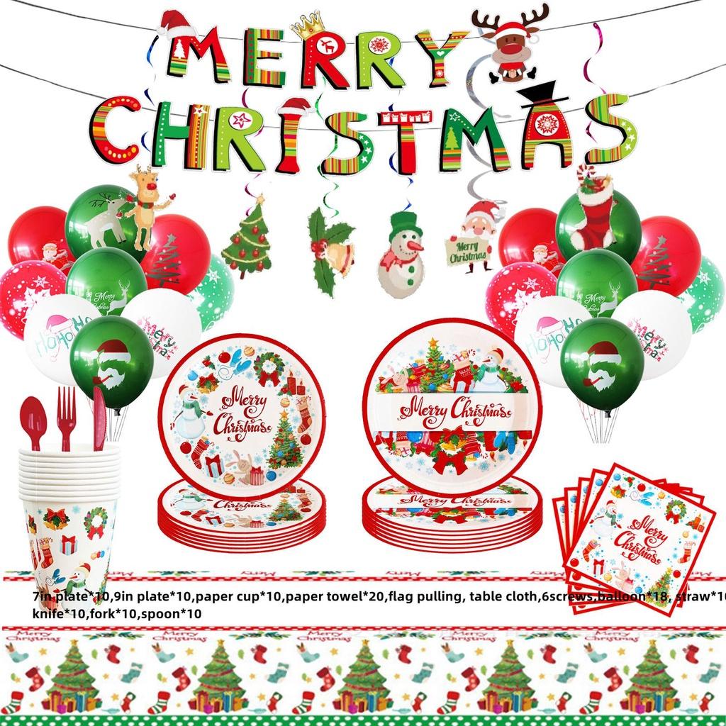Festive Merry Christmas Santa Claus Themed Party Supplies Set