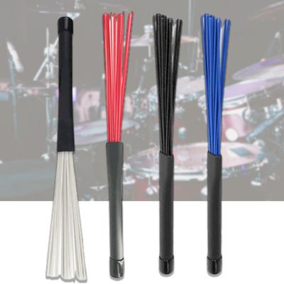 2 Pezzi Spazzole per Batteria Spazzole Percussioni Spazzola Rullante Spazzole Jazz per Batteria Spazzola Professionale in Filo di Nylon con Manico Confortevole