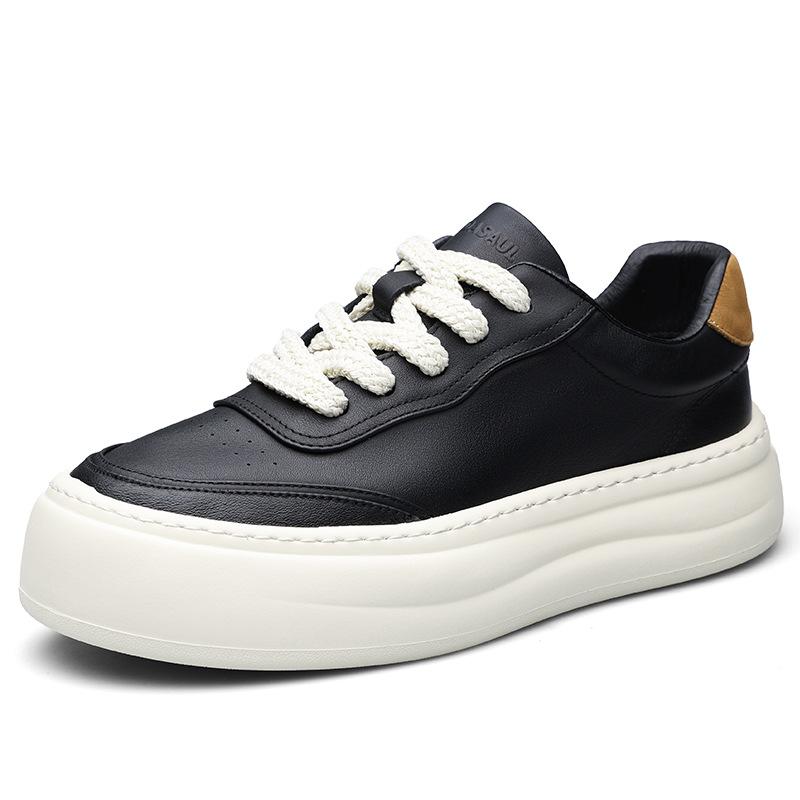 2025 Direct Supply Men's Shoes Autumn New First-layer Cowhide Versatile Breathable Thick Sole Lightweight Trend Sports and Leisure Shoes