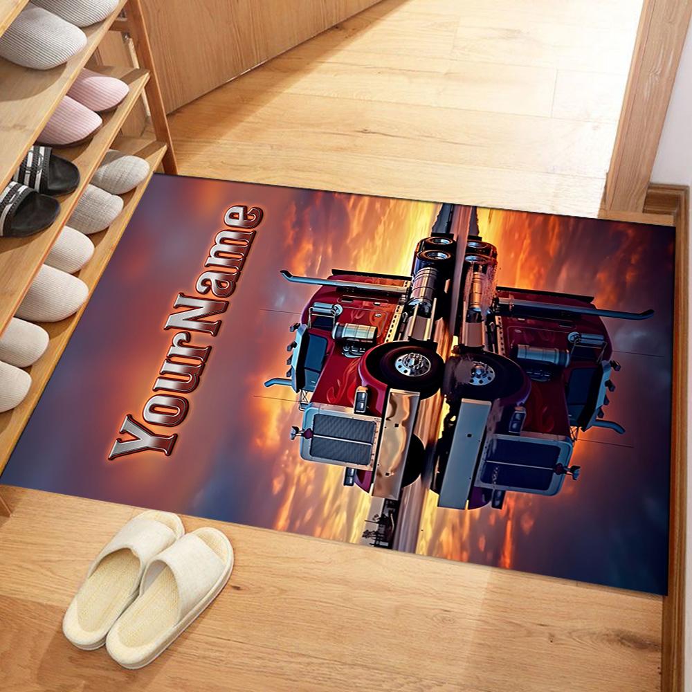 Peterbilt Heavy Trucks Personalized Name Floor Rug Office Rug Perfect for Hallway Entryway Decorate room Kitchen Antislip Carpet Decorate Offices