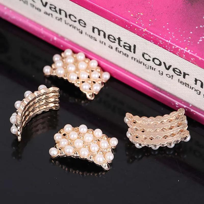 

Engood 100Pcs Arc Pearl Rhinestone Buttons Sewing Trim Embellishment Craft Buckles Wedding Decoration DIY Hair Accessories ZJ106 золотий
