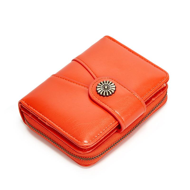 

Женский кошелек Zero, новый масляный воск, кожаная сумка с несколькими позициями для карт, сумка для карт с цветочным узором, чехол для карт оранжевый