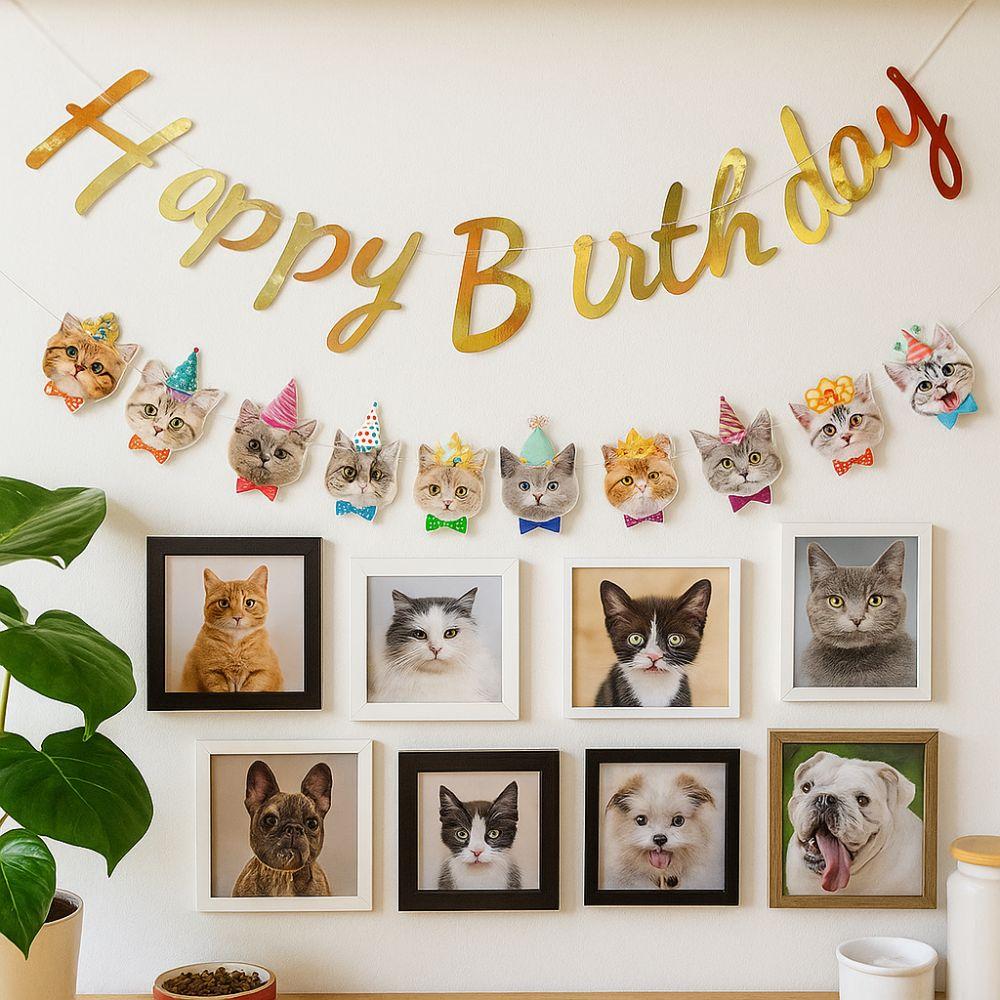 Paper Happy Birthday Banner Cute Animal Animal Birthday Banner Pet Theme Banner  Baby Shower