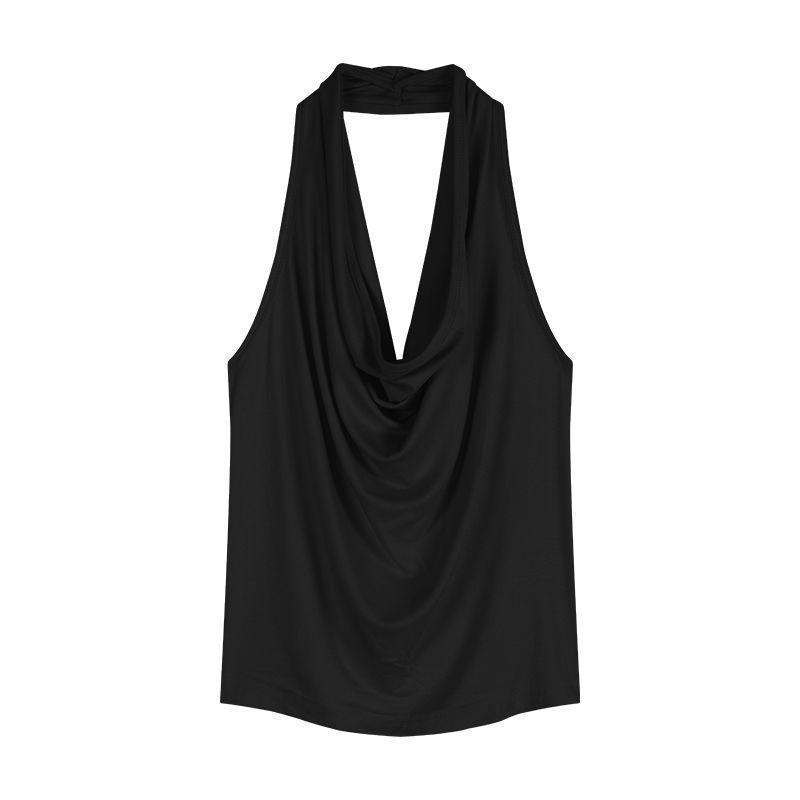 Ins Pure Desire Spice Girl Slim Fit Sexy Swinging Neck Sleeveless T-shirt Female Summer Royal Sister Careful Bottom Top Female Tide