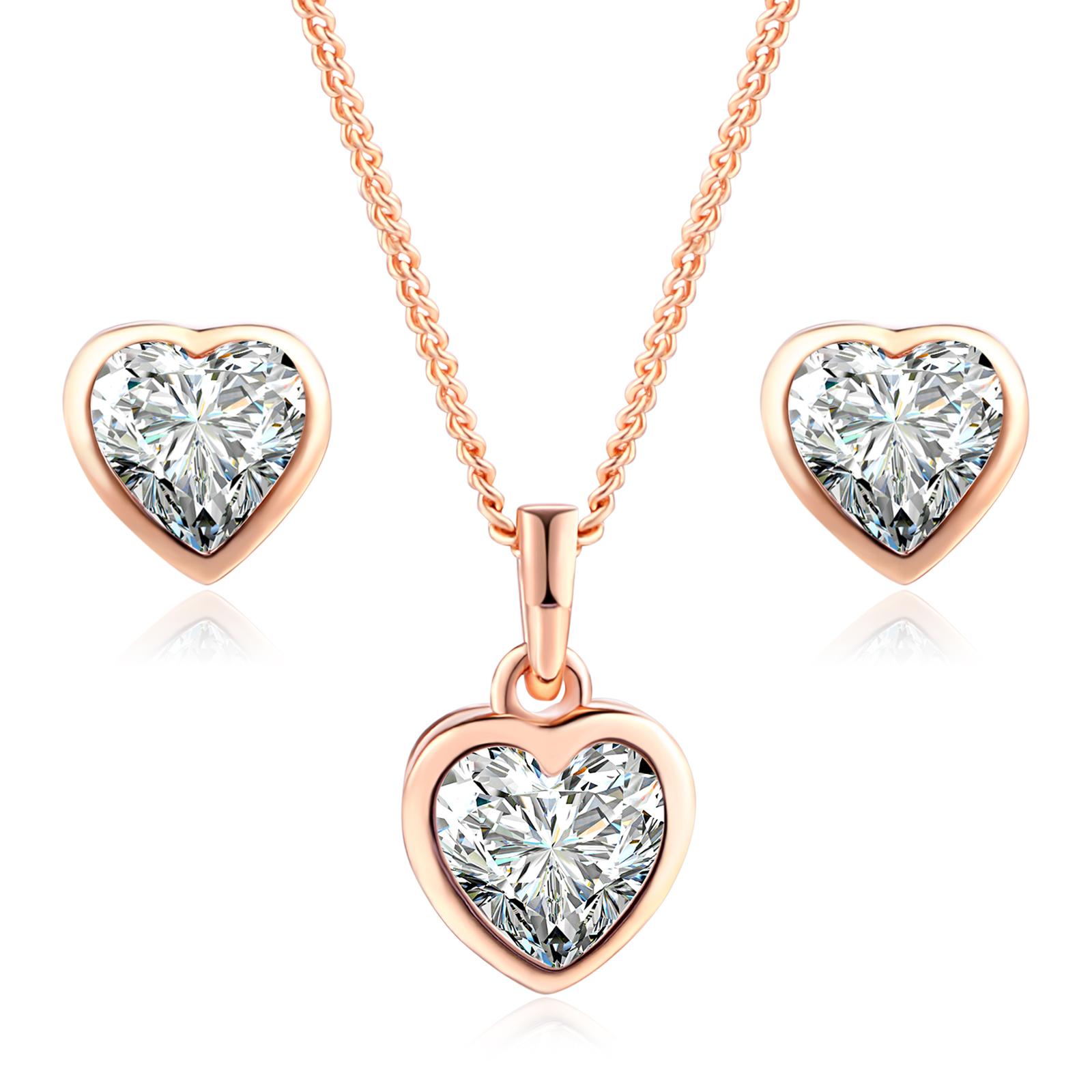 

Top Quality Heart Crystal Rose Gold Color & Silver Color Jewelry Necklace Earring Sets Made with Austrian Crystals ZYS281 ZYS321