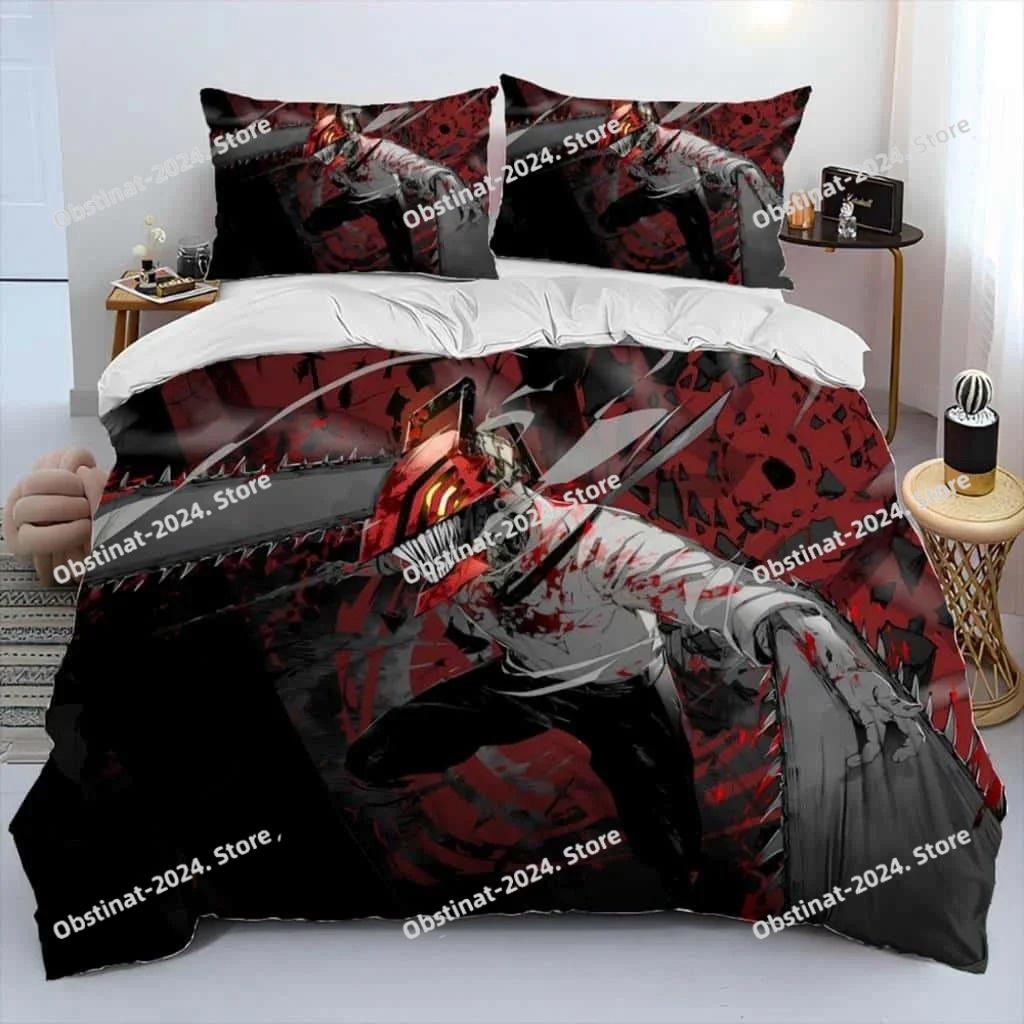 3D Anime Chainsaw Man Denji Cartoon Bedding Set Printed Duvet Cover Sheet Pillowcase Bed Soft Quilt Cover Full Queen King Size