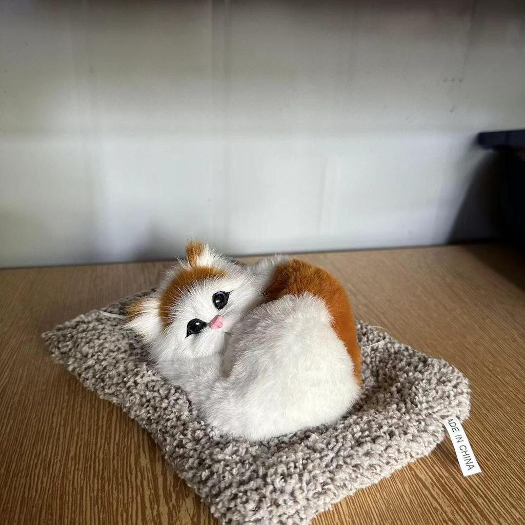 Handmade Bamboo Charcoal Meowing Cat Figurine for Home or Car Decoration