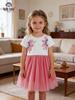 2026 Spring/Summer Girls' Mesh Dress with Floral Sequins - Toddler Skirts In European and American Style