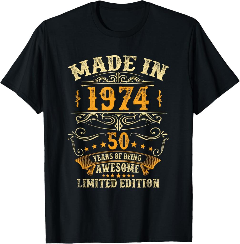 51 Years Old Gifts Men Vintage Made in 1974 51th Birthday T-Shirt Custom Printed Graphic T Shirts Graphic T Shirts Camiseta