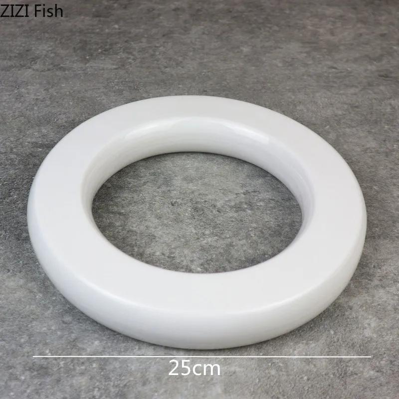 Pure White Circle Ring Plate Japanese Hotel Restaurant Sushi Sashimi Plate Dessert Plate Home Kitchen Creative Ceramic Tableware