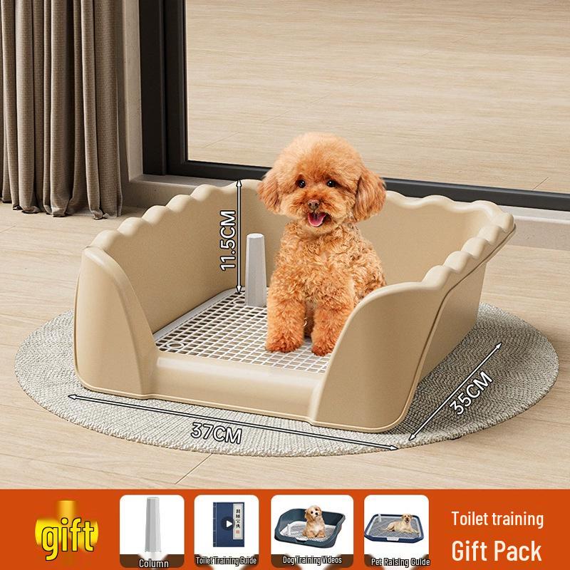 Wave Pattern Splash-Proof Dog Toilet: XL Tray with Anti-Slip Grid for Small & Medium Dogs