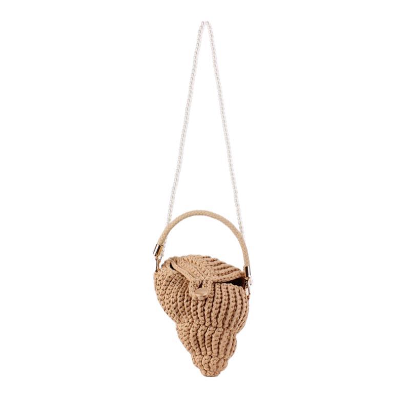 

New Cotton Rope Weaving Handbag Leisure Conch Shape Shoulder Crossbody Bag Women Vacation Summer Style Seaside Beach Bag