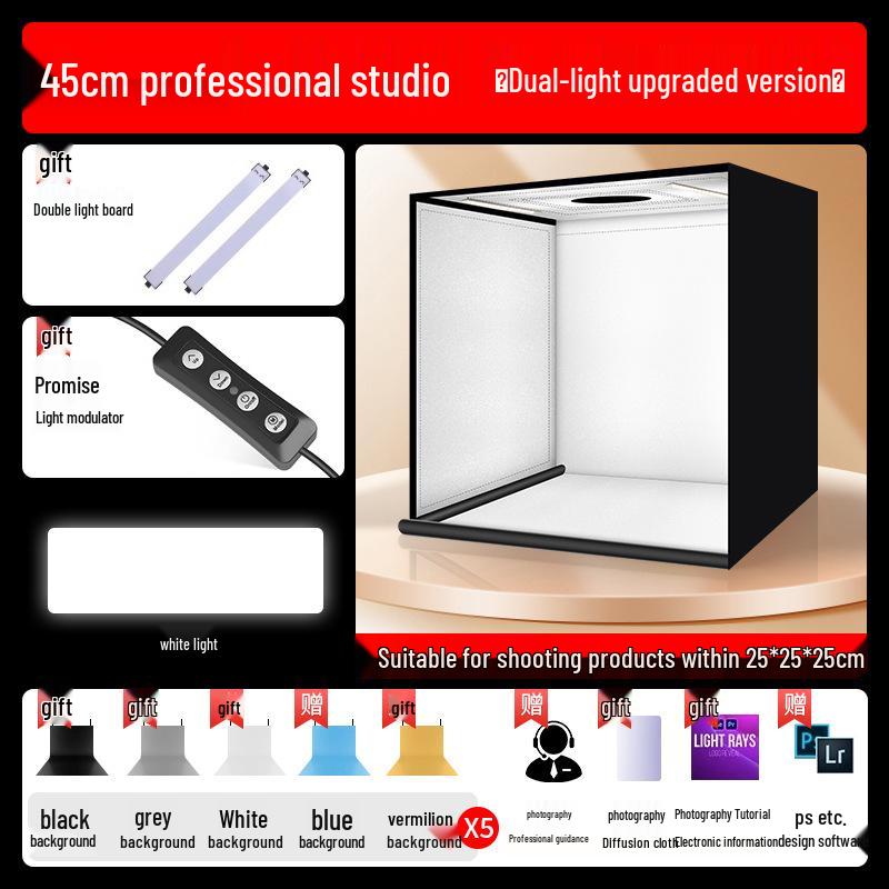 

Compact LED Studio Light Box for Product Photography - Ideal for E-commerce and Still Life with White Background Board