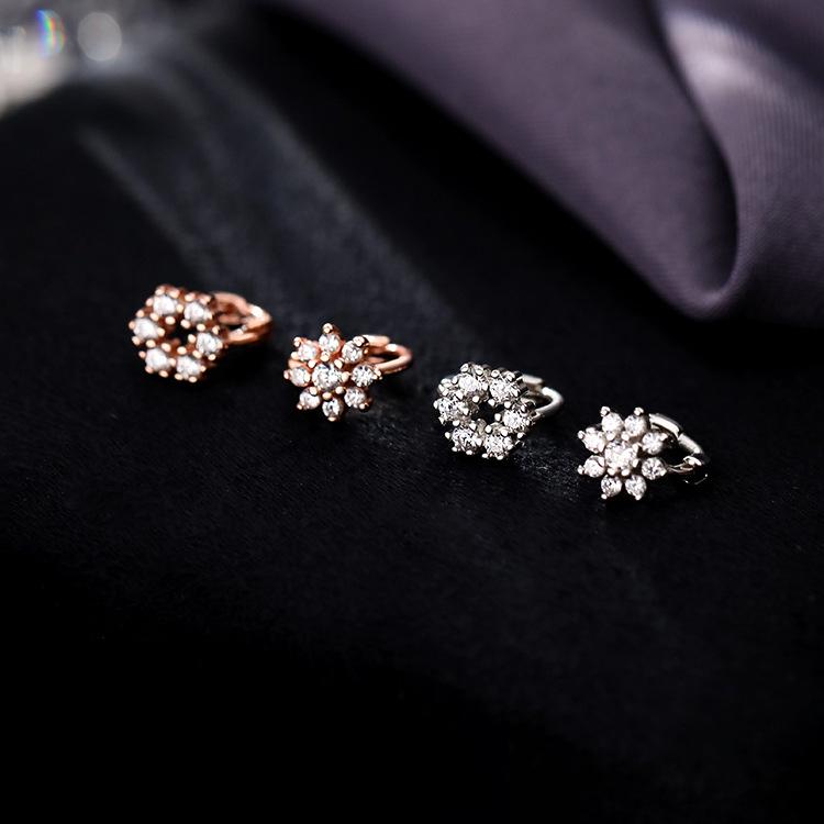 

S925 Sterling Silver White Gold Plated Floral Ear Cuffs - Fashionable Dangle Earrings for Women 925 Silver