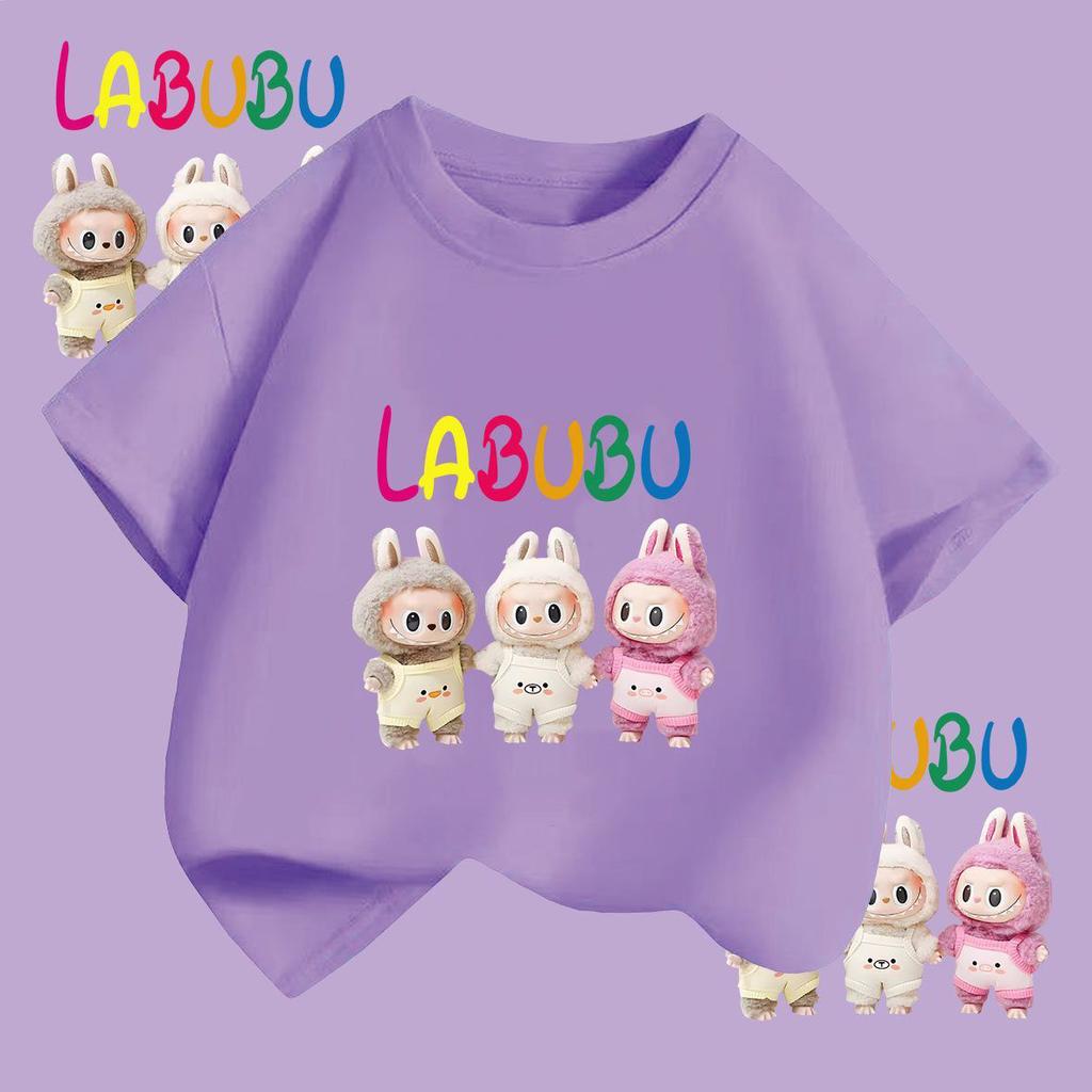 Labubu Roztomilé Kreslené 3D Potisk Dětské Tričko Kawaii Dětské Tričko Chlapci Dívky Tričko Legrační Oblečení Top