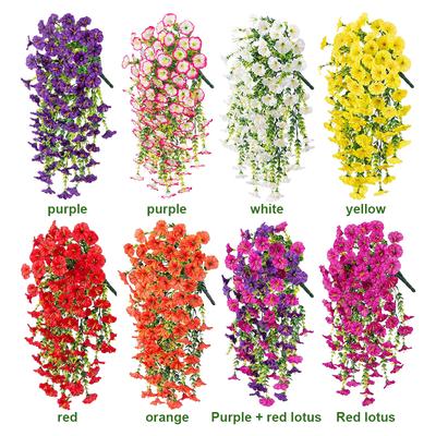 Realistic Hanging Flowers Wear Resist Artificial Morning Glory Flowers Fake Flowers Plants for Garden Porch Window Decoration