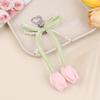Ins Fresh Tulip Hello Kitty Keychain Y2K Trendy Sweet Imitation Pearl Bowknot Keyring Bag Pendant Backpack Hanging Decor Gift