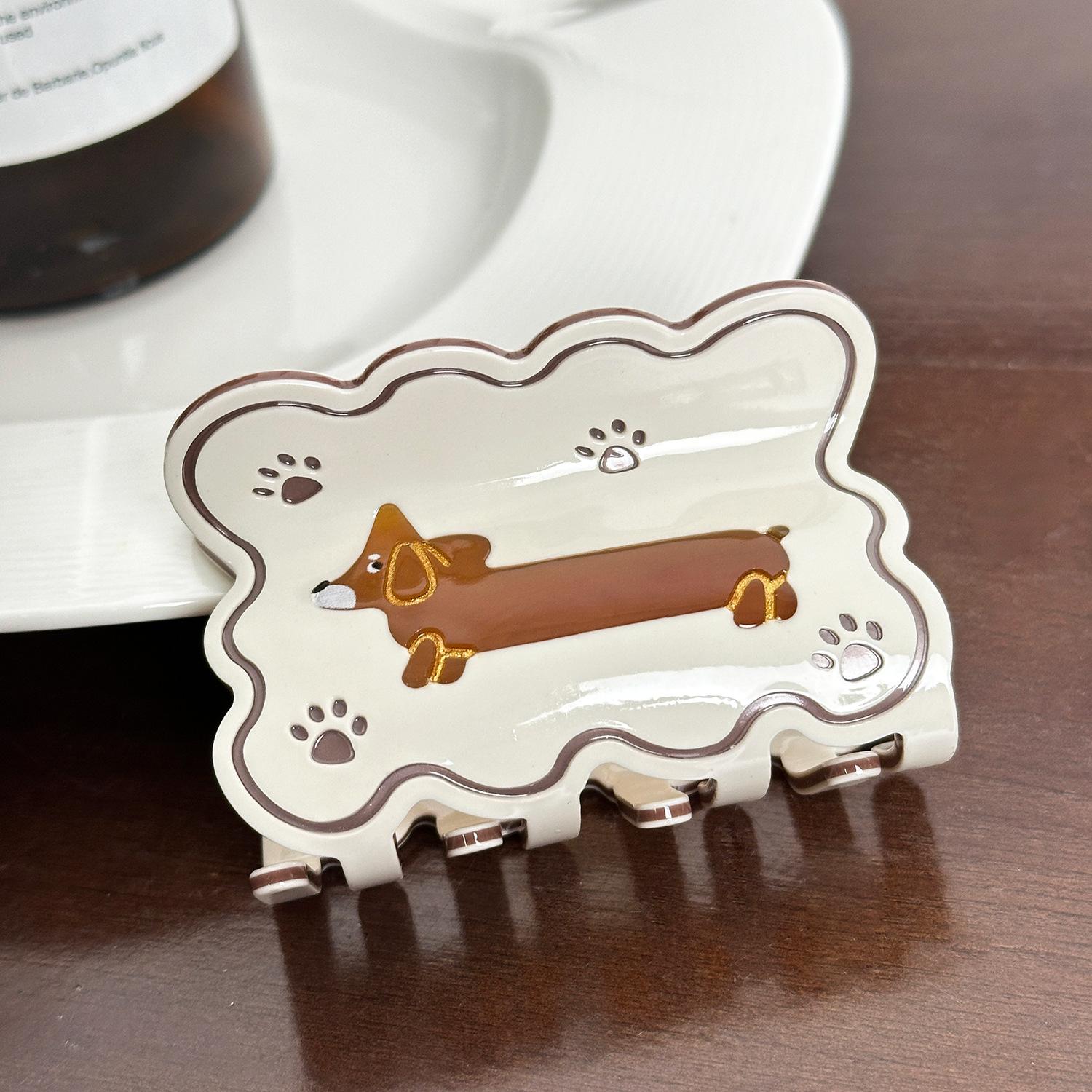 

Dog Highend Acetate Pattern Hair Claw Clip For Women Essential Hair Accessory Spring For White 7.5cm