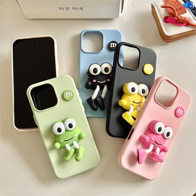 Roztomilý 3D tekutý kryt na telefón s žabami pre iPhone 16 15 14 13 12 11 Pro Max Kórejský kreslený kryt